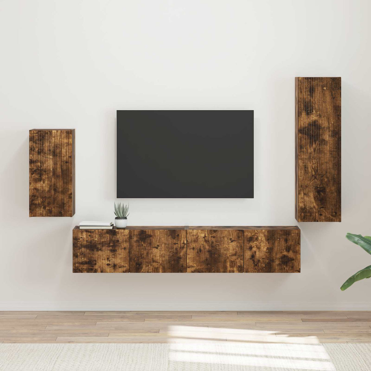 vidaXL Tv-meubelset Wandgemonteerd 4 pcs Wit Bewerkt hout
