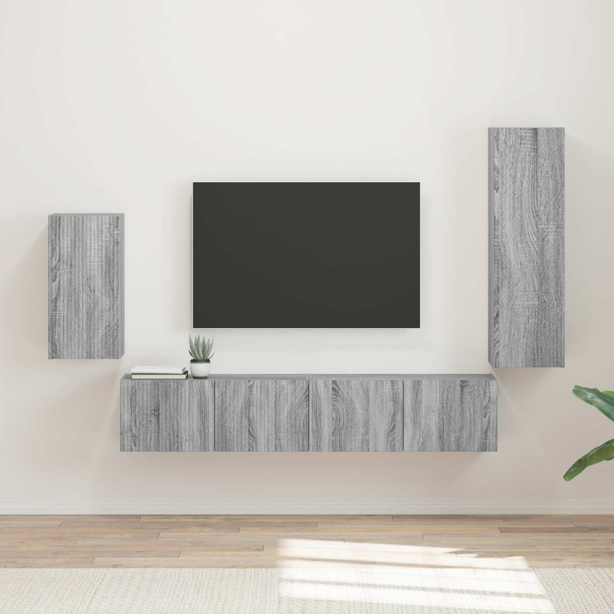 vidaXL Tv-meubelset Wandgemonteerd 4 pcs Wit Bewerkt hout