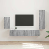 vidaXL Tv-meubelset Wandgemonteerd 4 pcs Wit Bewerkt hout