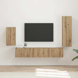 vidaXL Tv-meubelset Wandgemonteerd 4 pcs Wit Bewerkt hout