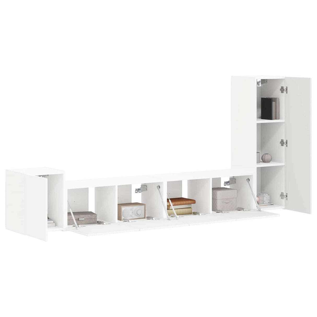 vidaXL Tv-meubelset Wandgemonteerd 3 pcs Wit Bewerkt hout