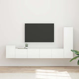 vidaXL Tv-meubelset Wandgemonteerd 3 pcs Wit Bewerkt hout