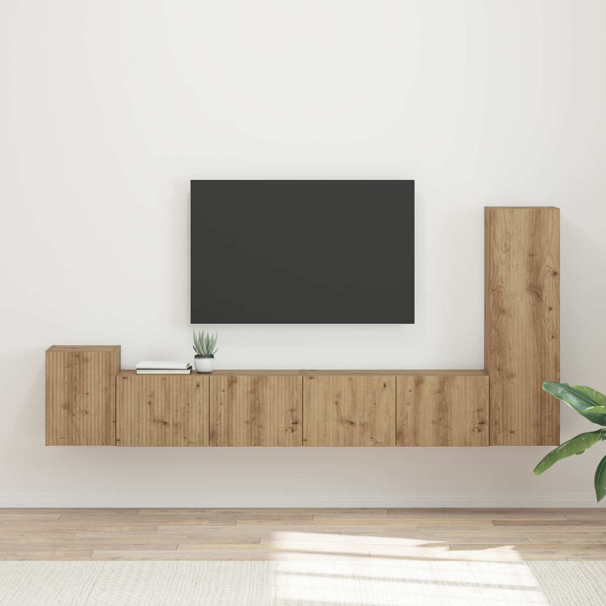 vidaXL Tv-meubelset Wandgemonteerd 3 pcs Wit Bewerkt hout