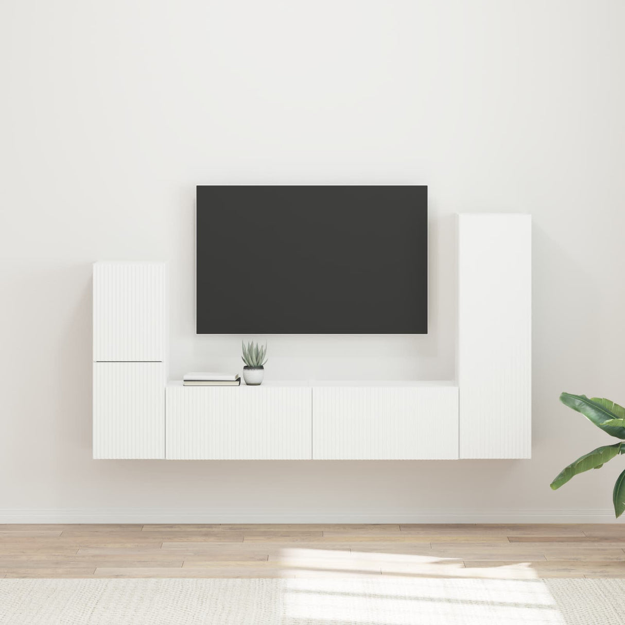 vidaXL Tv-meubelset Wandgemonteerd 4 pcs Wit Bewerkt hout