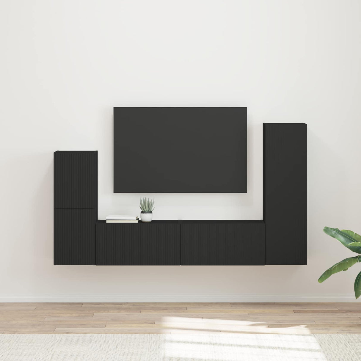 vidaXL Tv-meubelset Wandgemonteerd 4 pcs Wit Bewerkt hout