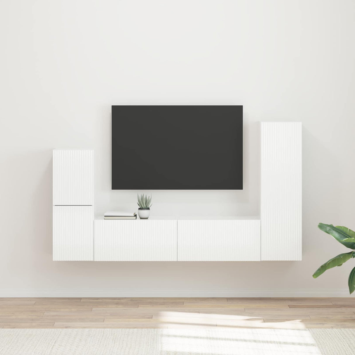 vidaXL Tv-meubelset Wandgemonteerd 4 pcs Wit Bewerkt hout