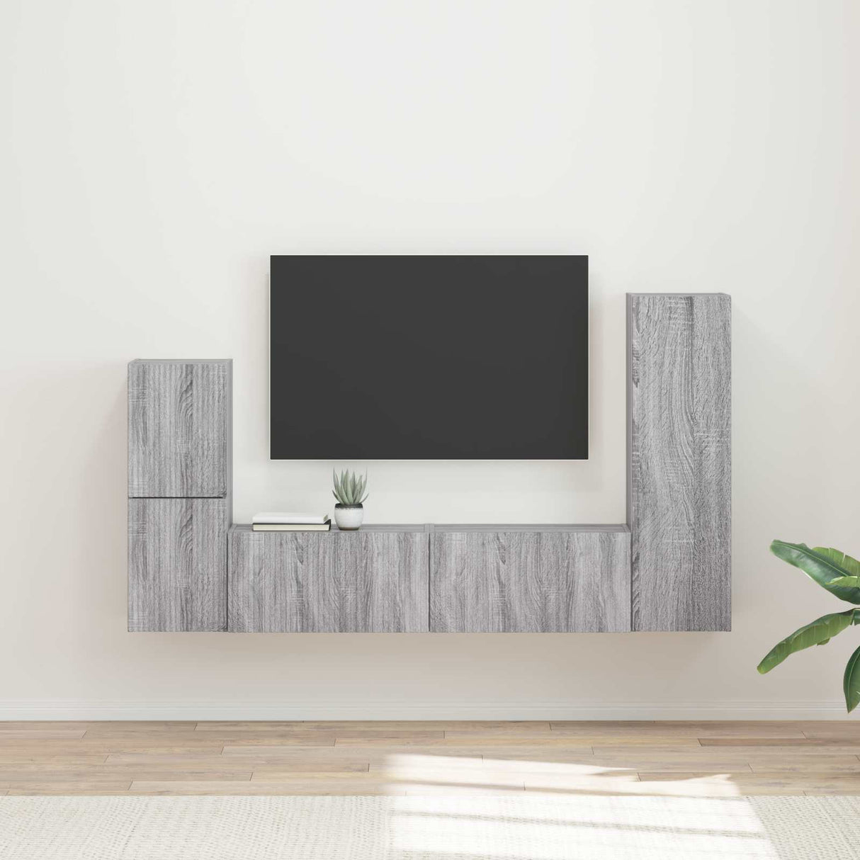 vidaXL Tv-meubelset Wandgemonteerd 4 pcs Wit Bewerkt hout