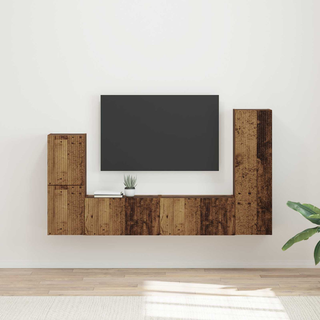 vidaXL Tv-meubelset Wandgemonteerd 4 pcs Wit Bewerkt hout