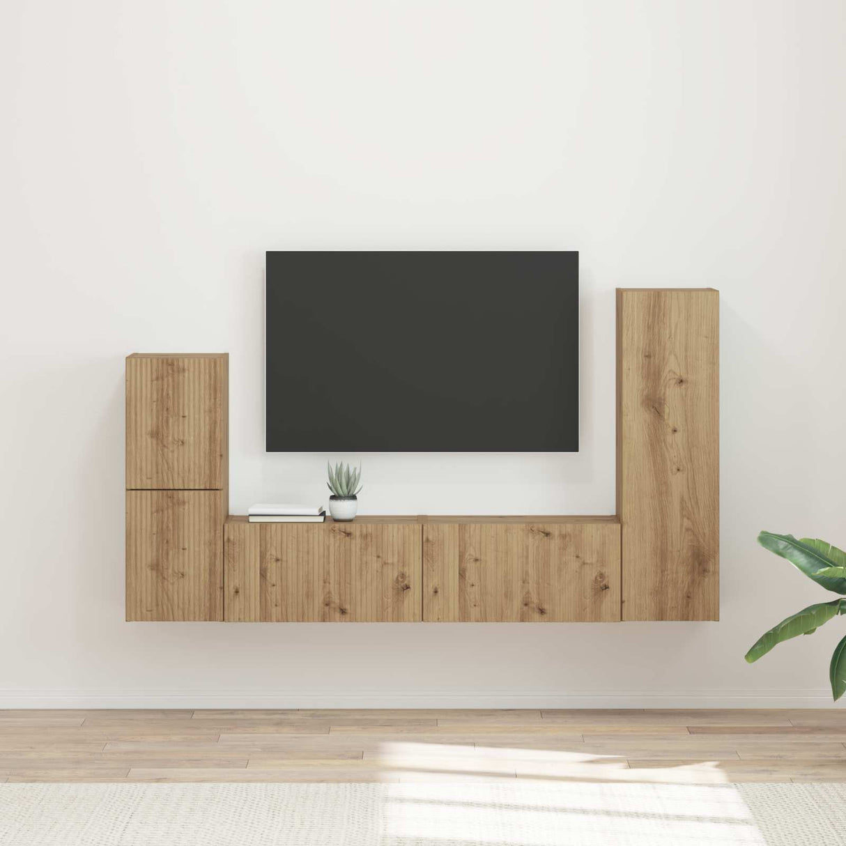 vidaXL Tv-meubelset Wandgemonteerd 4 pcs Wit Bewerkt hout
