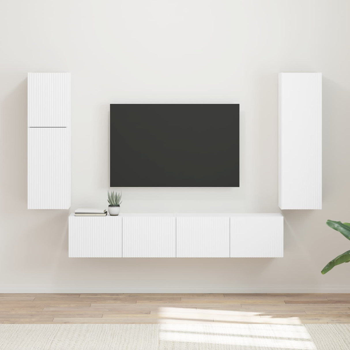 vidaXL Tv-meubelset Wandgemonteerd 4 pcs Wit Bewerkt hout