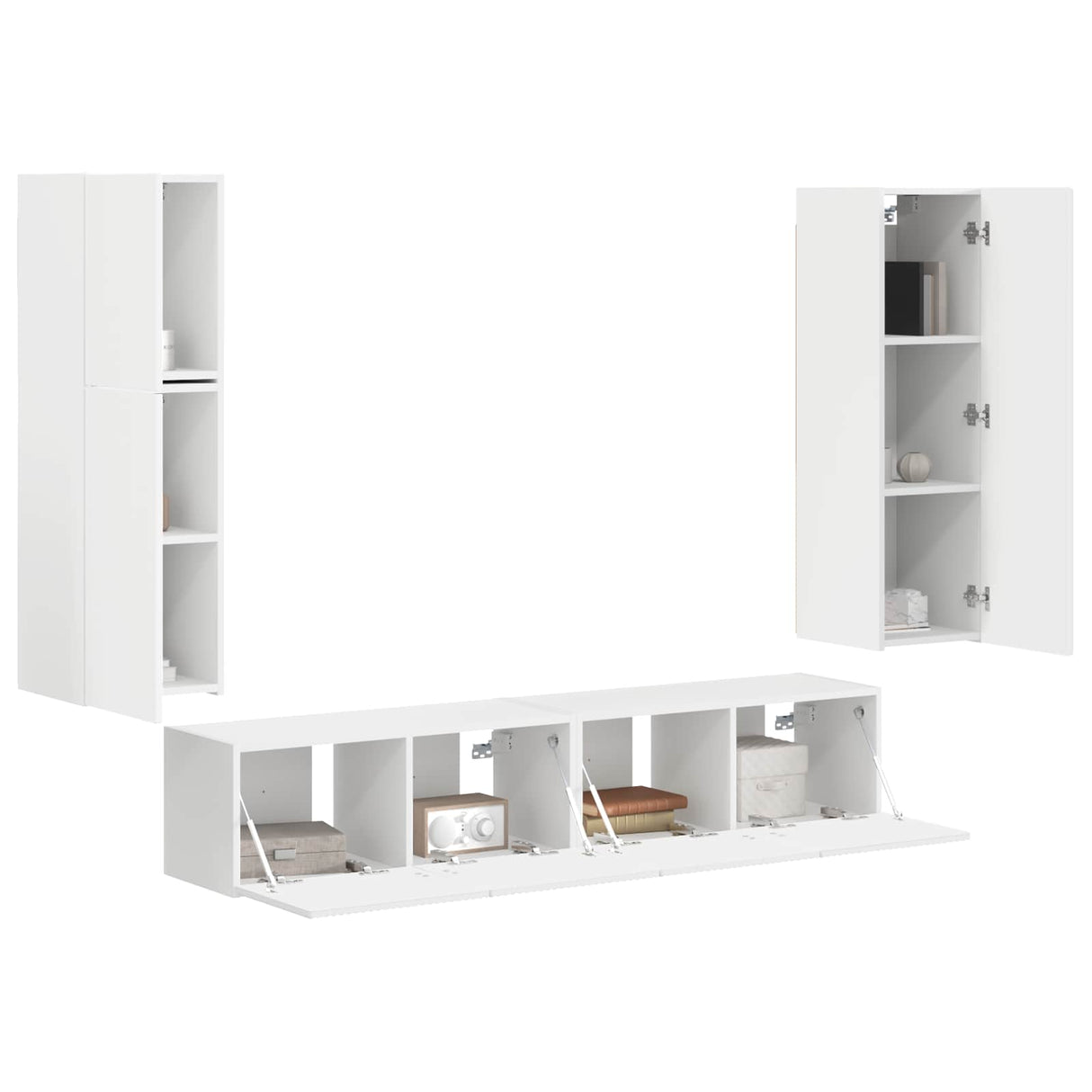 vidaXL Tv-meubelset Wandgemonteerd 4 pcs Wit Bewerkt hout