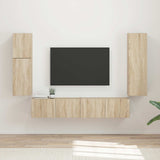 vidaXL Tv-meubelset Wandgemonteerd 4 pcs Wit Bewerkt hout