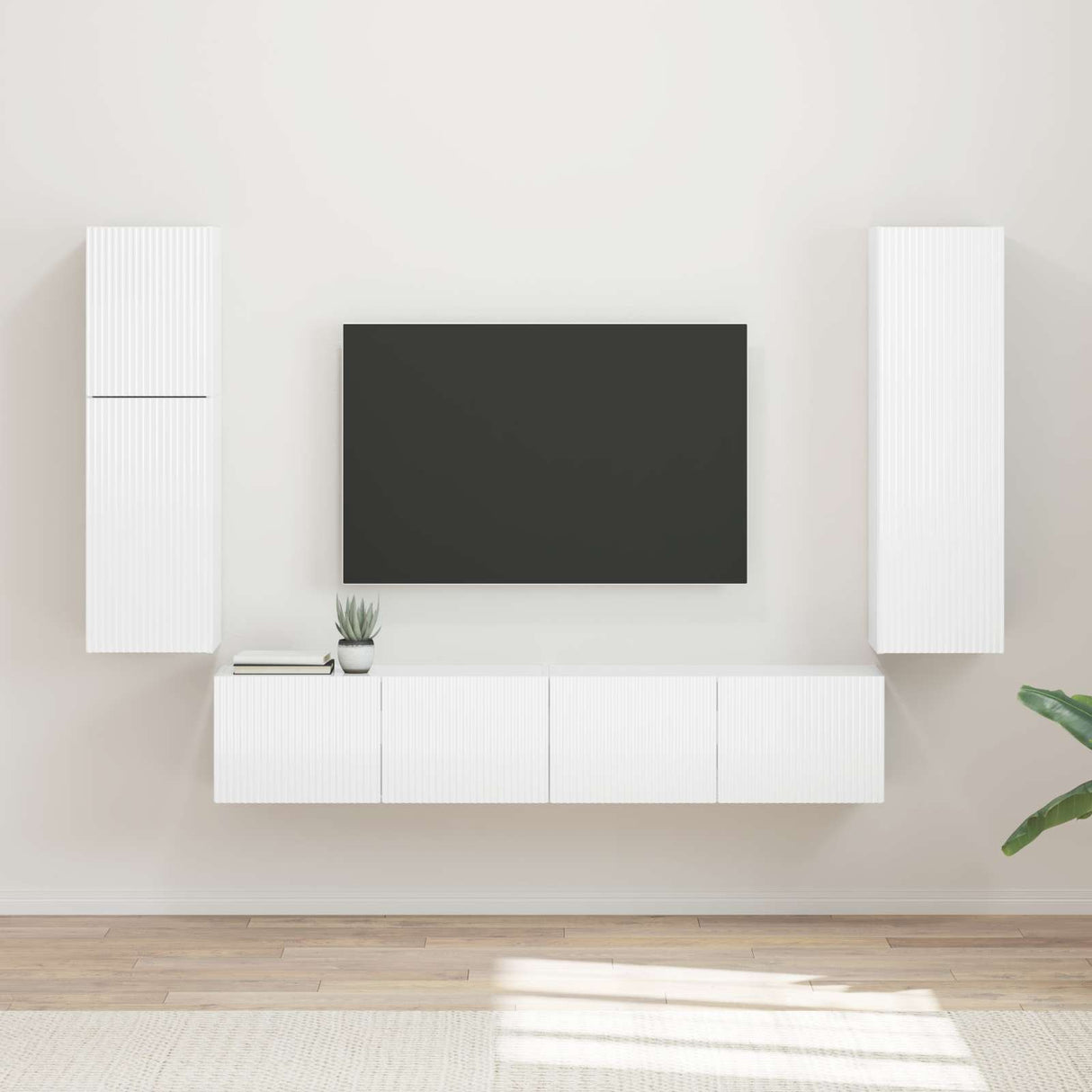 vidaXL Tv-meubelset Wandgemonteerd 4 pcs Wit Bewerkt hout