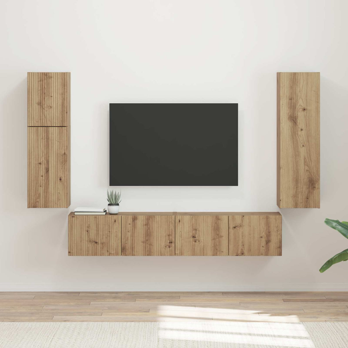 vidaXL Tv-meubelset Wandgemonteerd 4 pcs Wit Bewerkt hout