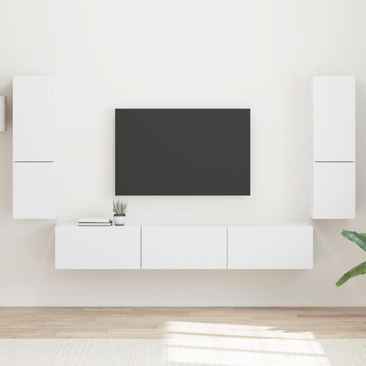 vidaXL Tv-meubelset Wandgemonteerd 4 pcs Wit Bewerkt hout
