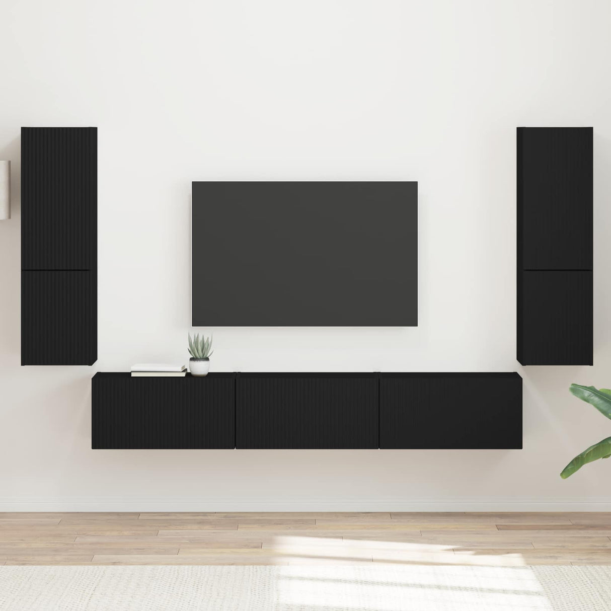 vidaXL Tv-meubelset Wandgemonteerd 4 pcs Wit Bewerkt hout