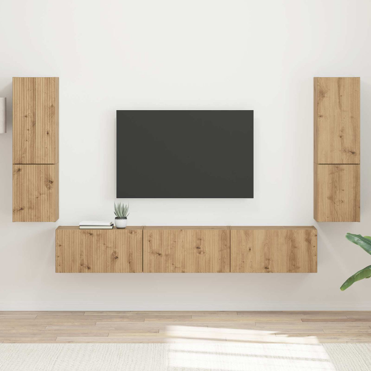 vidaXL Tv-meubelset Wandgemonteerd 4 pcs Wit Bewerkt hout