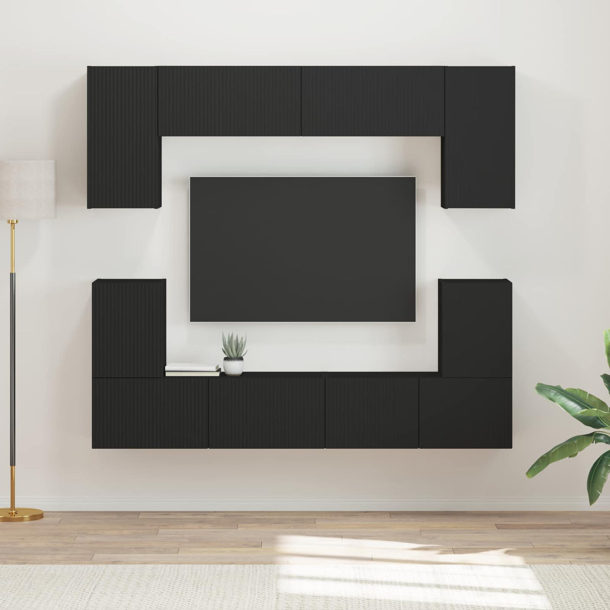 vidaXL Tv-meubelset Wandgemonteerd 5 pcs Wit Bewerkt hout