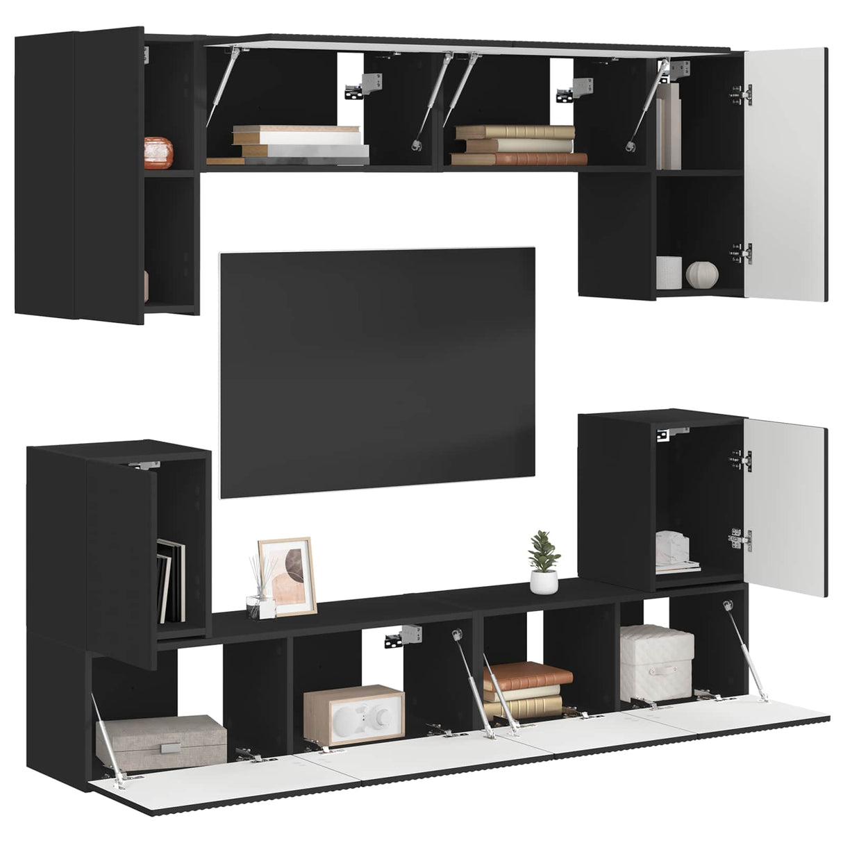 vidaXL Tv-meubelset Wandgemonteerd 5 pcs Wit Bewerkt hout