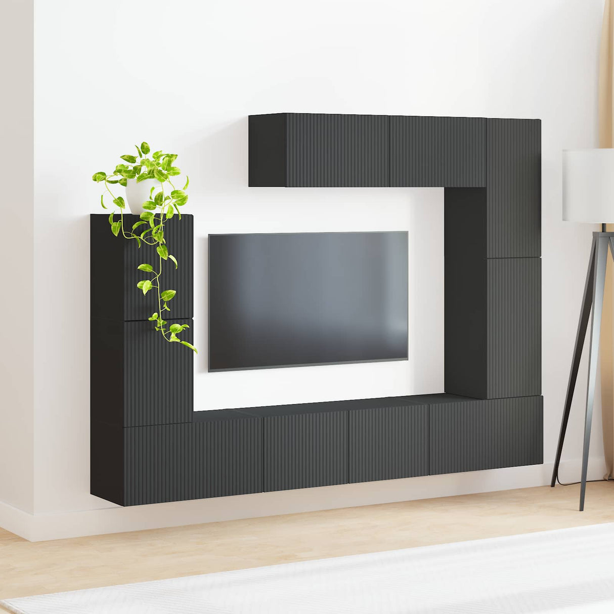vidaXL Tv-meubelset Wandgemonteerd 5 pcs Wit Bewerkt hout