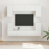 vidaXL Tv-meubelset Wandgemonteerd 5 pcs Wit Bewerkt hout