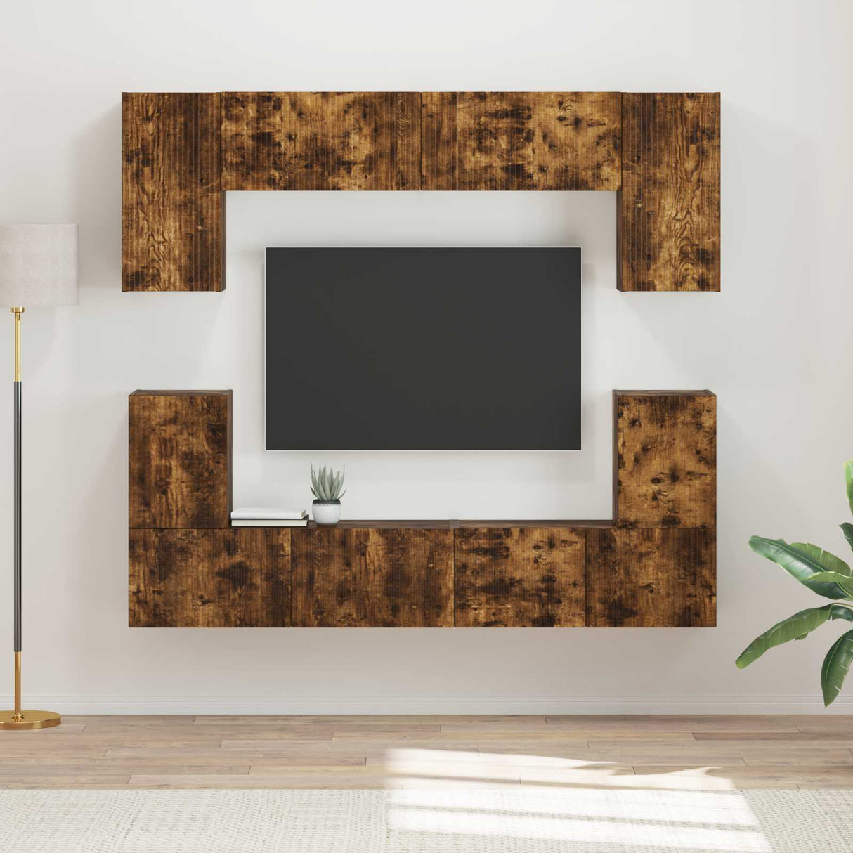 vidaXL Tv-meubelset Wandgemonteerd 5 pcs Wit Bewerkt hout