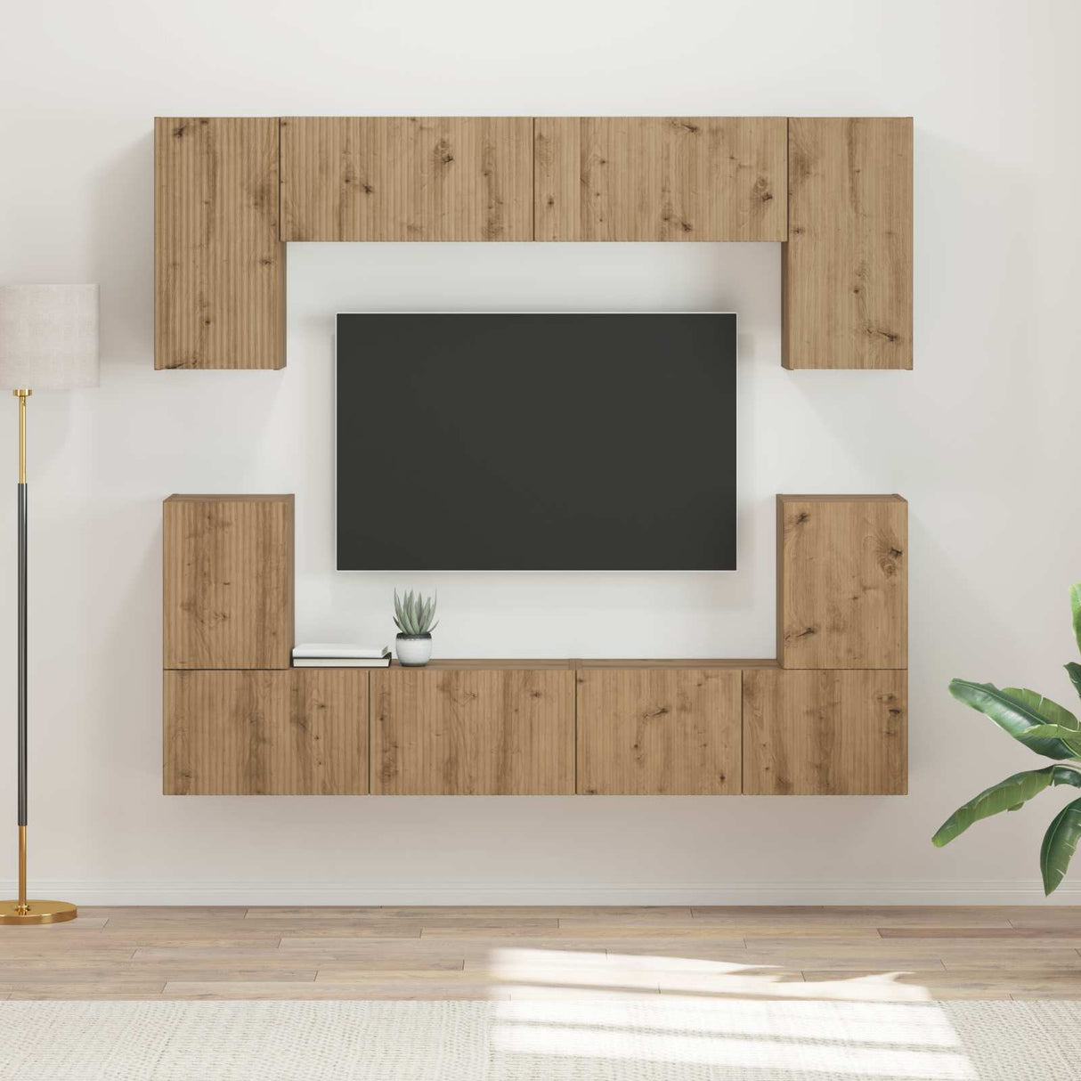 vidaXL Tv-meubelset Wandgemonteerd 5 pcs Wit Bewerkt hout