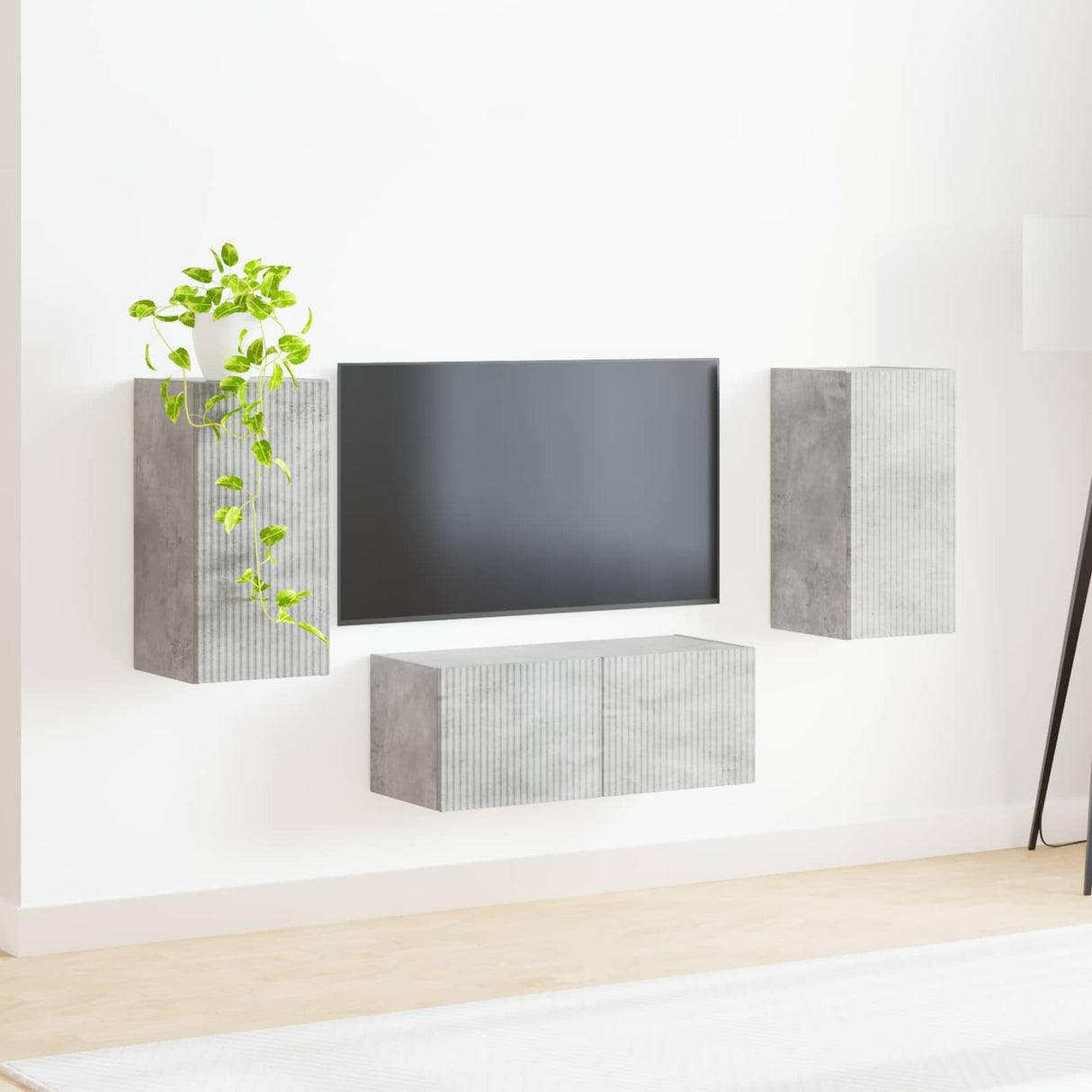 vidaXL Tv-meubelset Wandgemonteerd 6 pcs Wit Bewerkt hout