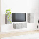 vidaXL Tv-meubelset Wandgemonteerd 6 pcs Wit Bewerkt hout