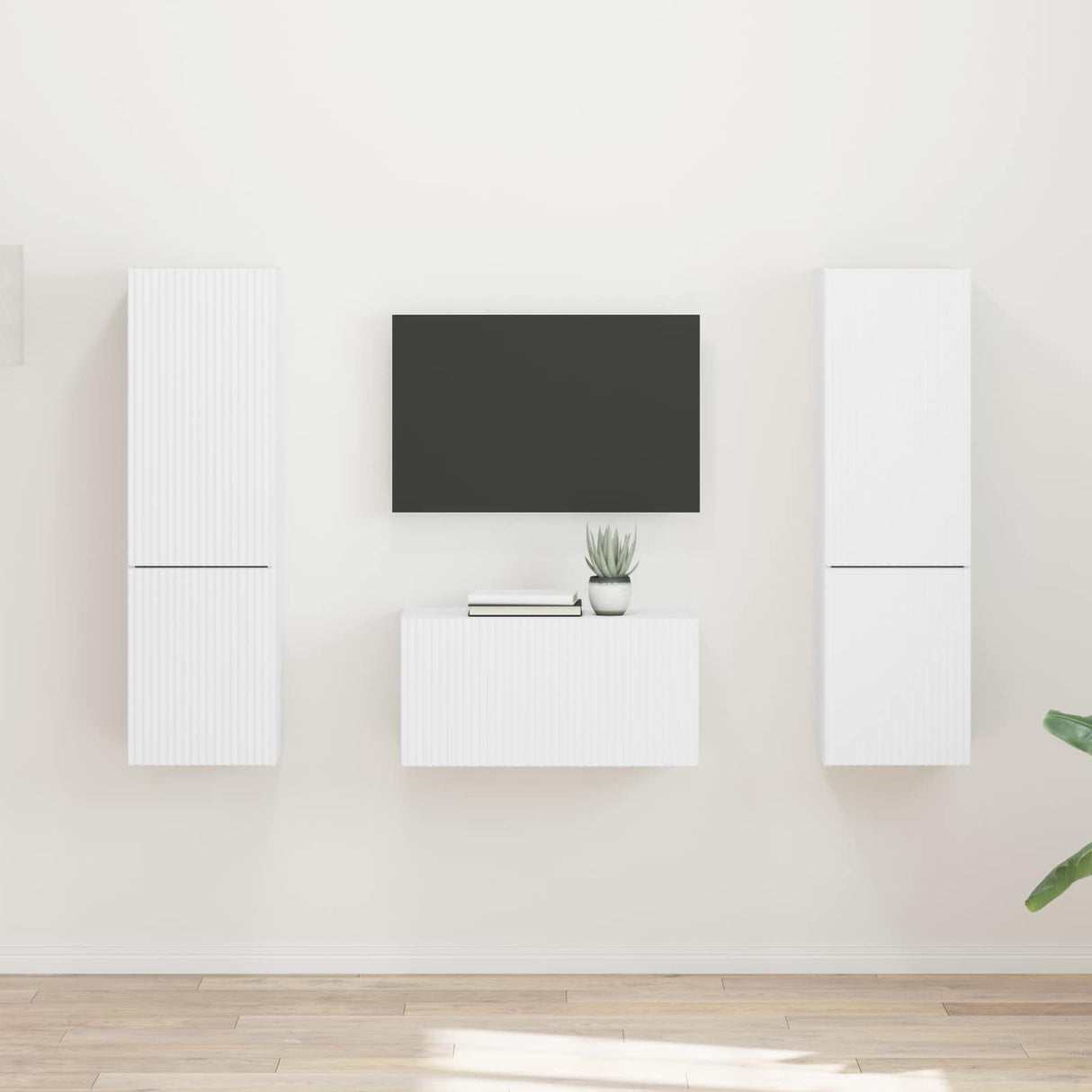 vidaXL Tv-meubelset 5 pcs Wit Bewerkt hout