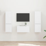 vidaXL Tv-meubelset 5 pcs Wit Bewerkt hout