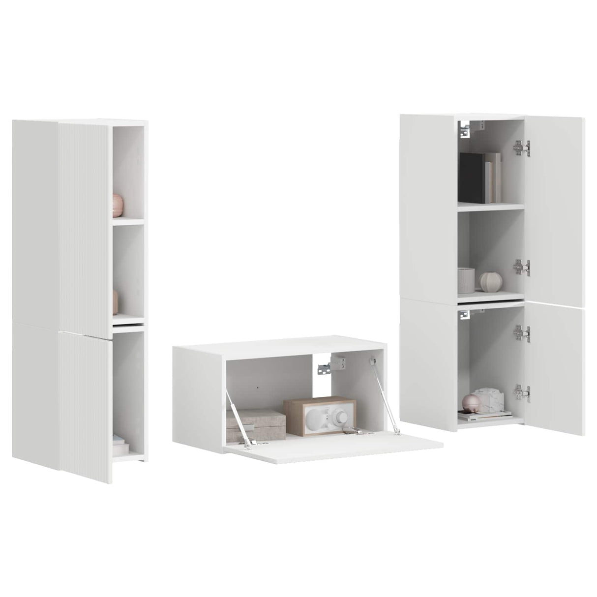 vidaXL Tv-meubelset 5 pcs Wit Bewerkt hout