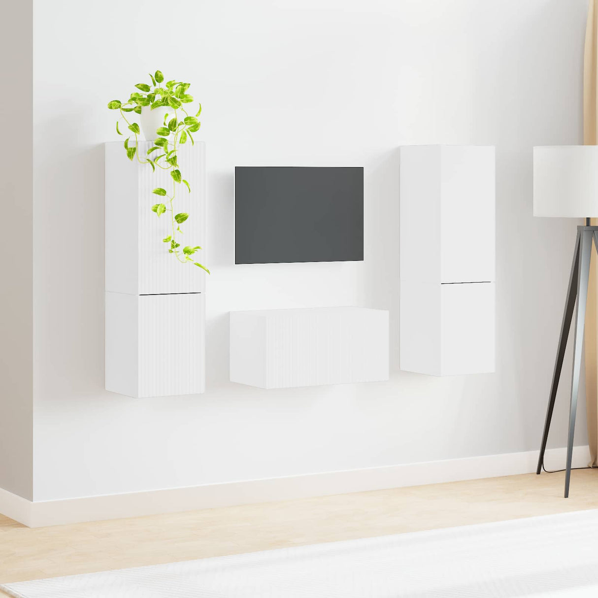 vidaXL Tv-meubelset 5 pcs Wit Bewerkt hout