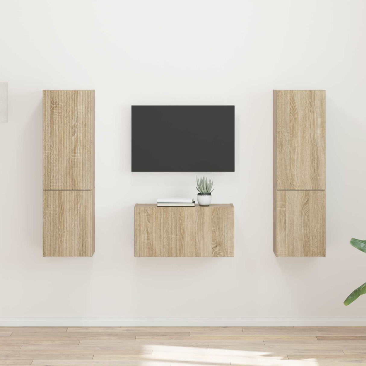 vidaXL Tv-meubelset 5 pcs Wit Bewerkt hout