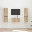 vidaXL Tv-meubelset 5 pcs Wit Bewerkt hout