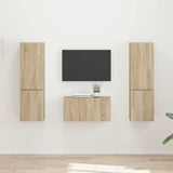 vidaXL Tv-meubelset 5 pcs Wit Bewerkt hout
