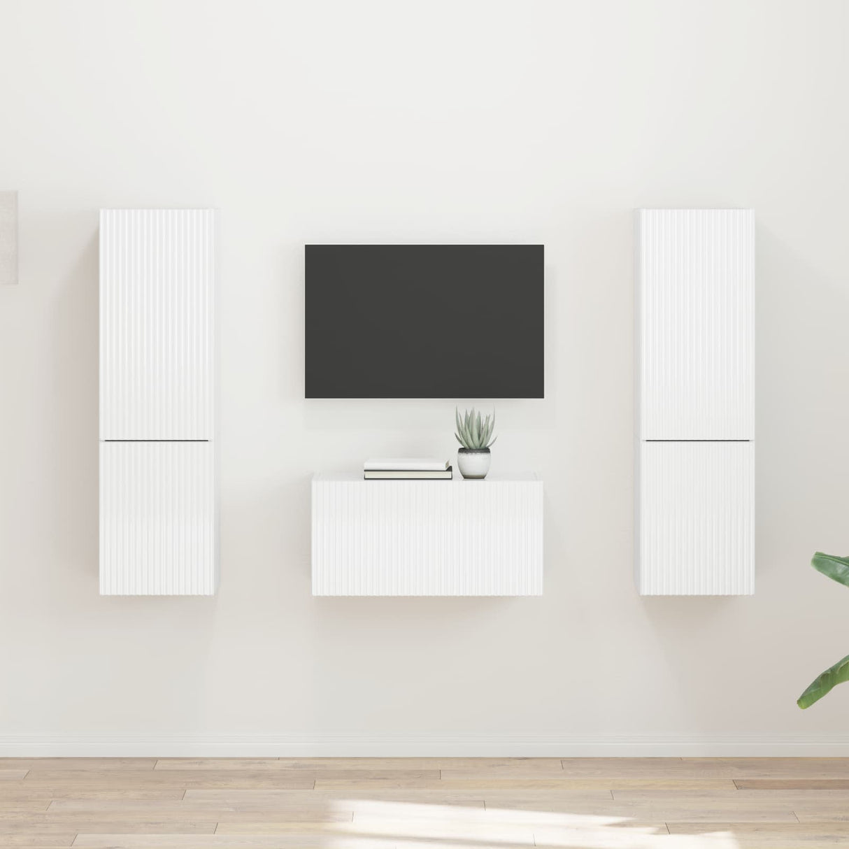 vidaXL Tv-meubelset 5 pcs Wit Bewerkt hout