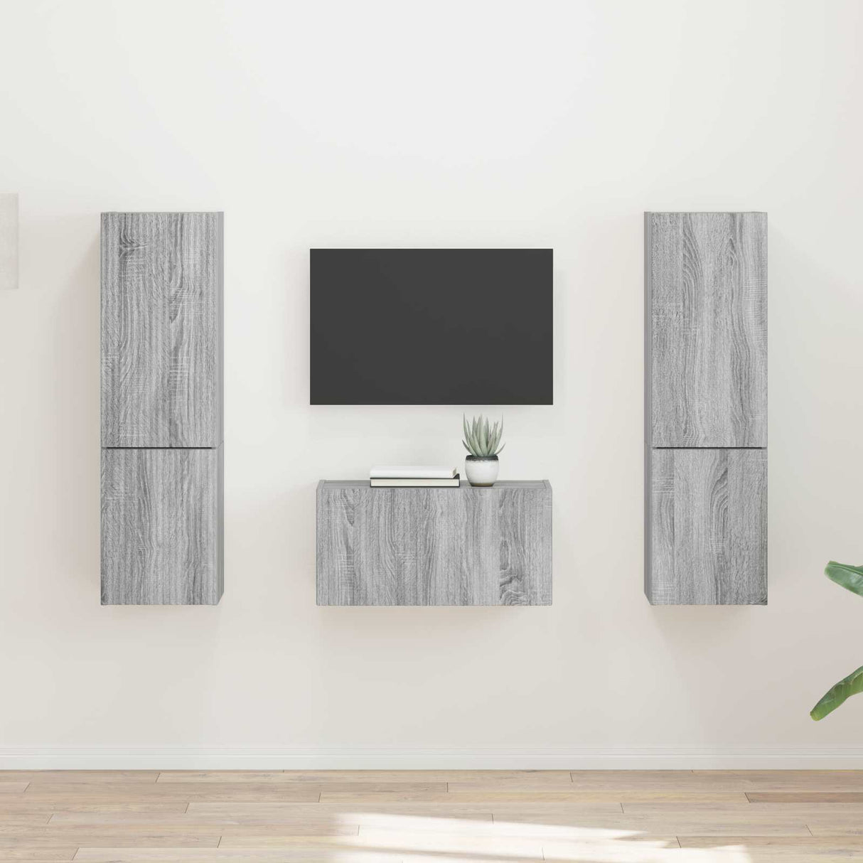 vidaXL Tv-meubelset 5 pcs Wit Bewerkt hout
