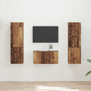 vidaXL Tv-meubelset 5 pcs Wit Bewerkt hout