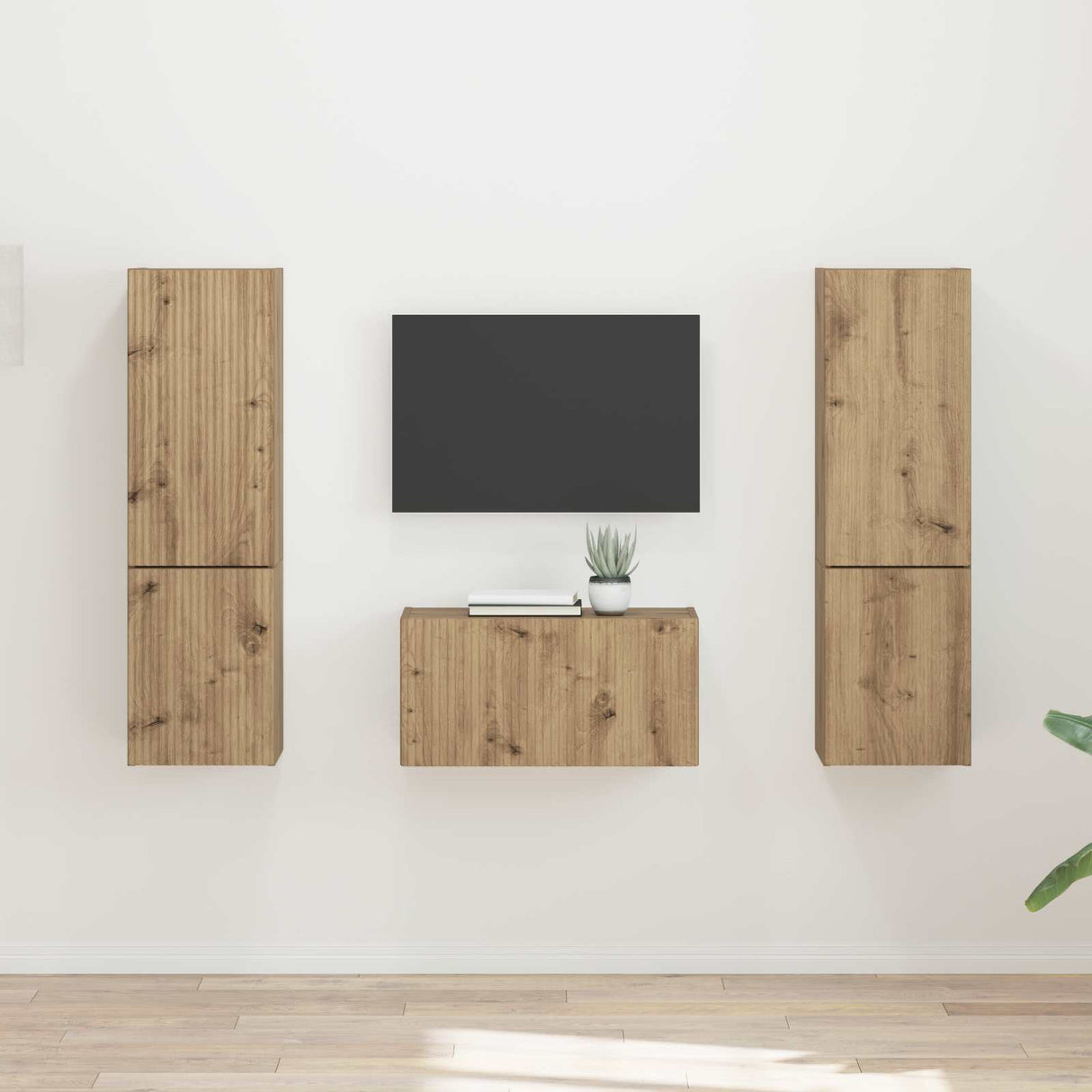 vidaXL Tv-meubelset 5 pcs Wit Bewerkt hout