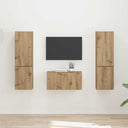 vidaXL Tv-meubelset 5 pcs Wit Bewerkt hout