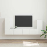 vidaXL Tv-meubelset 4 pcs Wit Bewerkt hout