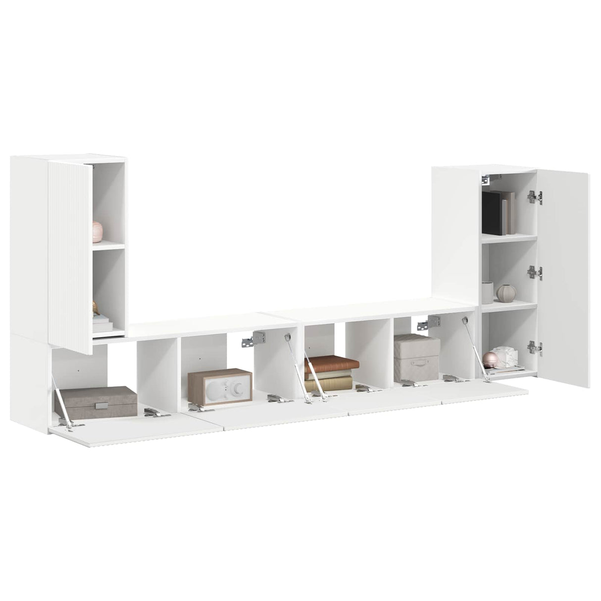 vidaXL Tv-meubelset 4 pcs Wit Bewerkt hout