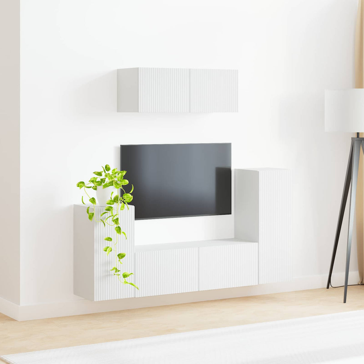 vidaXL Tv-meubelset 4 pcs Wit Bewerkt hout