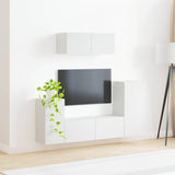 vidaXL Tv-meubelset 4 pcs Wit Bewerkt hout