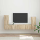 vidaXL Tv-meubelset 4 pcs Wit Bewerkt hout