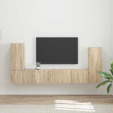 vidaXL Tv-meubelset 4 pcs Wit Bewerkt hout