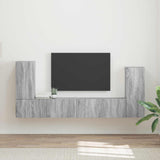 vidaXL Tv-meubelset 4 pcs Wit Bewerkt hout