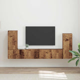 vidaXL Tv-meubelset 4 pcs Wit Bewerkt hout