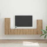 vidaXL Tv-meubelset 4 pcs Wit Bewerkt hout
